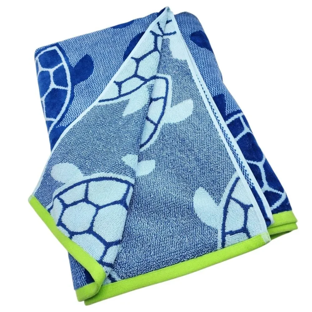 Truly Lou Turtle Cotton Spa Pool Beach Towel Blue Soft Absorbent Quick Dry 36x68
